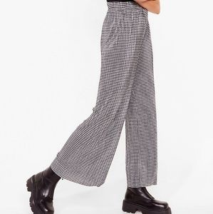 Houndstooth Loose Wide Leg Pants